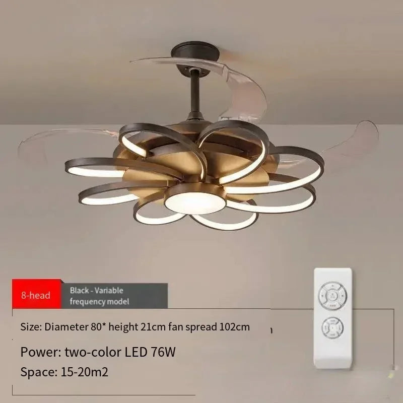 Ventilatore da Soffitto LED Nordico con Telecomando - Design Elegante per Camera da Letto, Sala da Pranzo e Ristorante