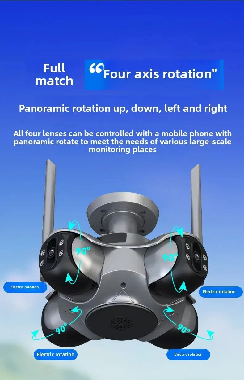 Telecamera WiFi 25MP Cinque Lenti PTZ 720° - Videosorveglianza IP 10K 20MP per Casa