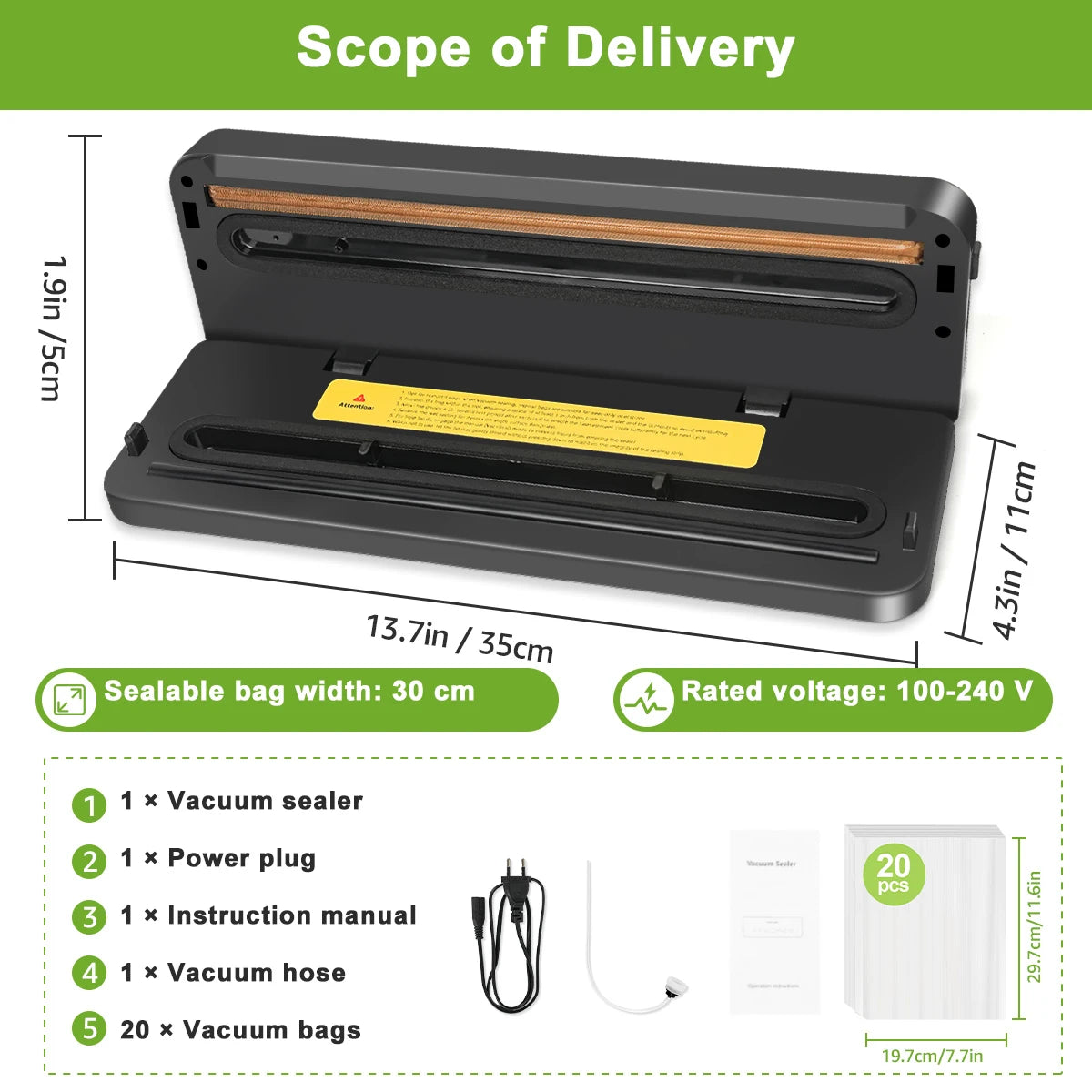 Macchina Sottovuoto Professionale con 20 Sacchetti - Sigillatura 80KPA per Alimenti Freschi e Umidi