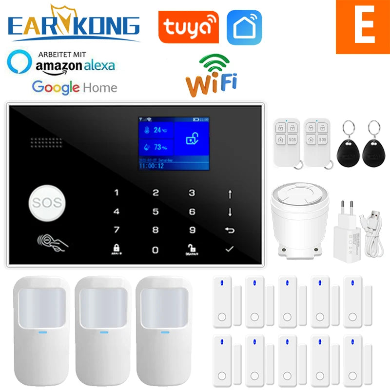 Sistema Allarme Casa WiFi GSM Wireless - Kit Antifurto Smart con Sensori Porta e Movimento, App Tuya e Compatibilità Alexa