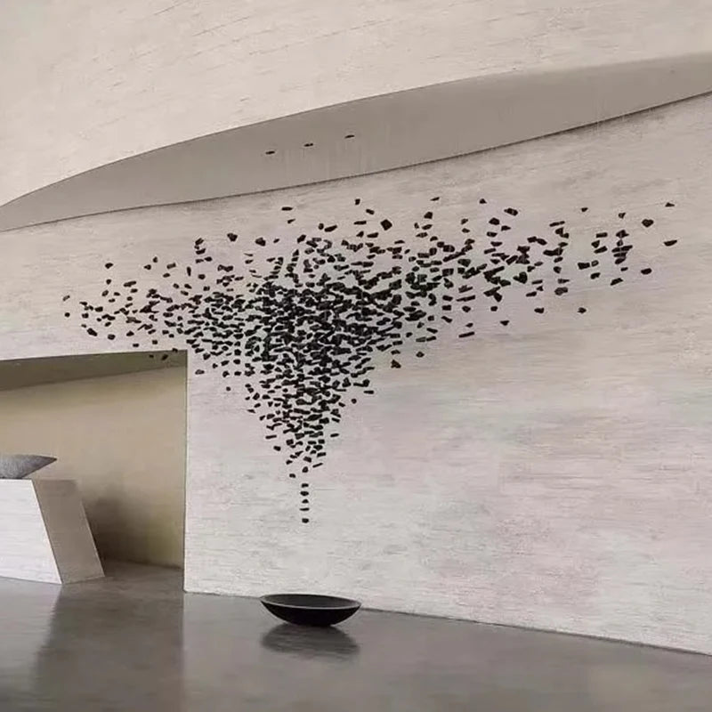 Lampadario Artistico Irregolare con Pietre e Cristalli LED per Hotel, Lobby e Scale - Design Black Art