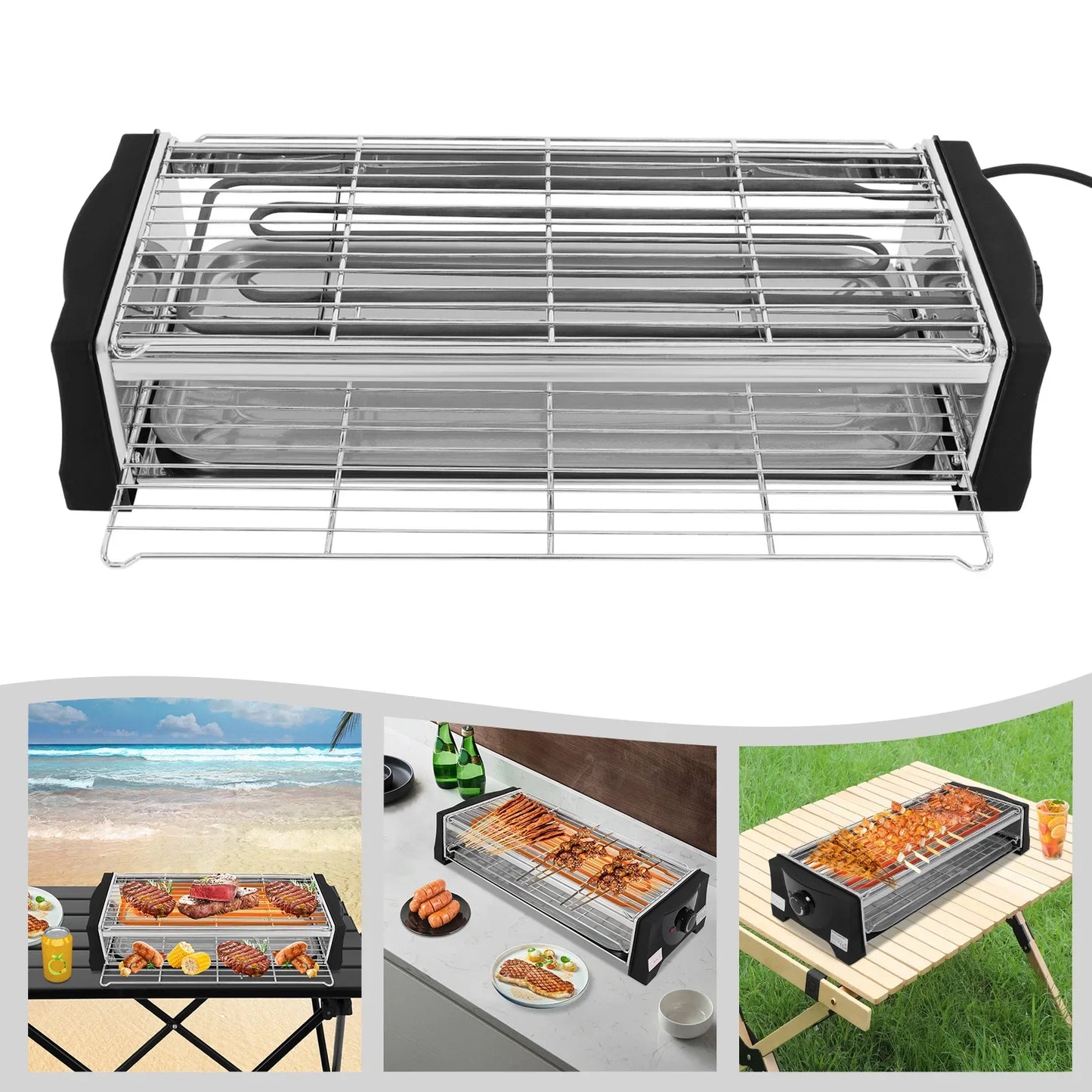 Griglia Elettrica da Interno 2200W Antiaderente con Regolazione Temperatura