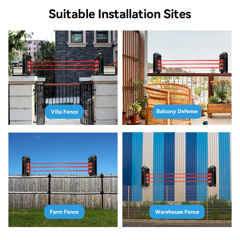 Sensore a Barriera Infrarossi Doppio/Triplo Cablato IP65 Impermeabile per Villa e Fattoria