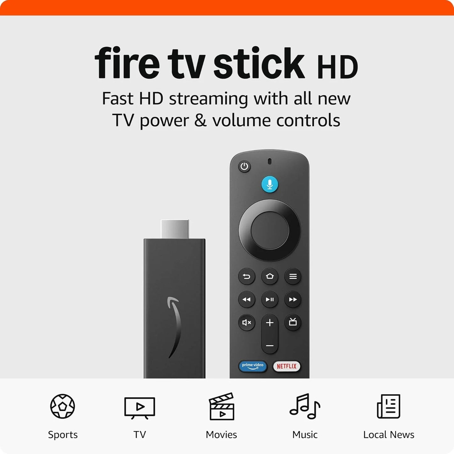 Amazon Fire TV Stick HD - Streaming TV in HD, Alexa Voice Remote, Controlli Smart Home