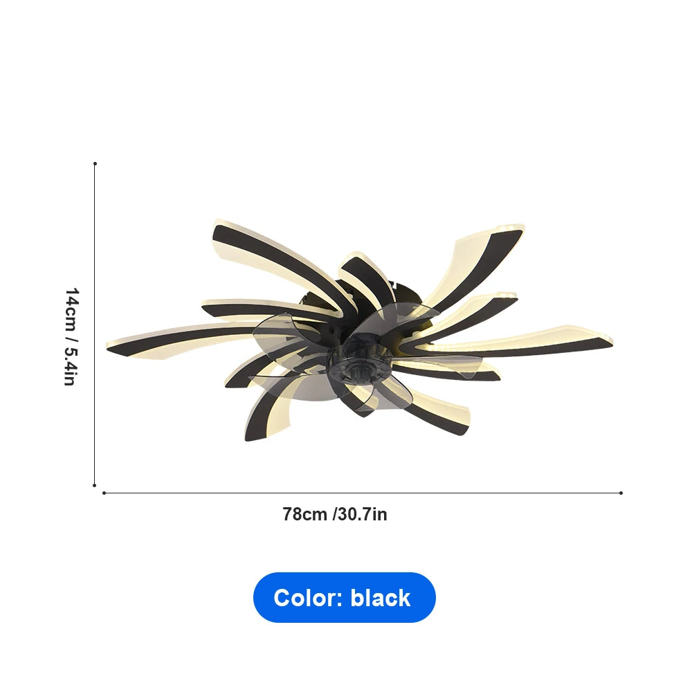 Ventilatore da Soffitto Dimmerabile con Luce LED e Telecomando - Controllo APP, Design Moderno, Silenzioso