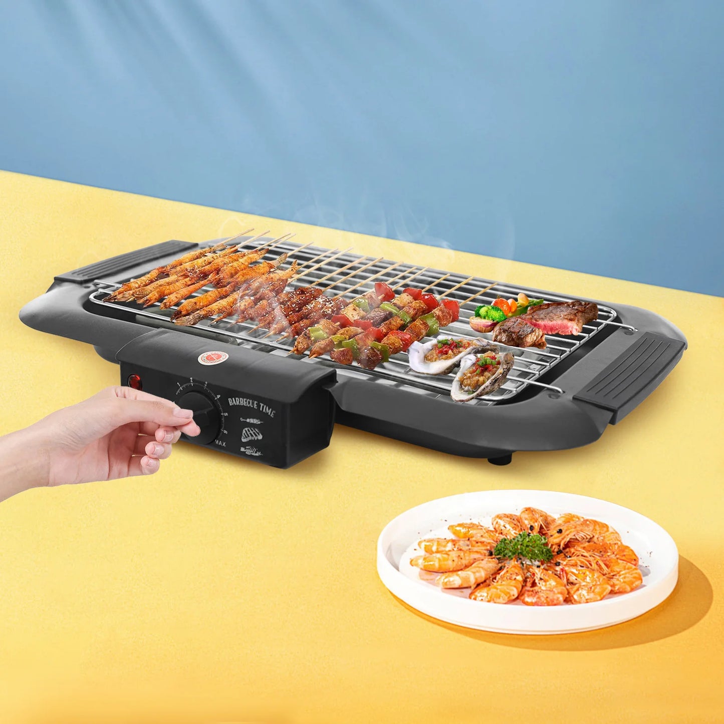 Griglia Elettrica BBQ Senza Fumo 2000W con 6 Livelli di Temperatura Regolabili