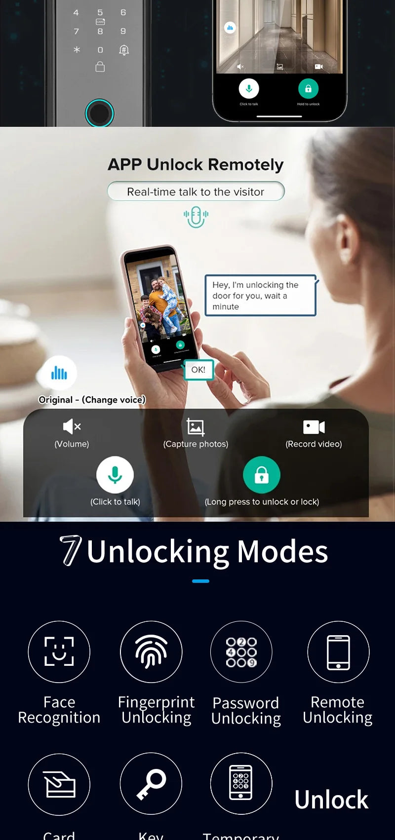 Serratura Smart WiFi con Riconoscimento Facciale 3D e Telecamera Integrata