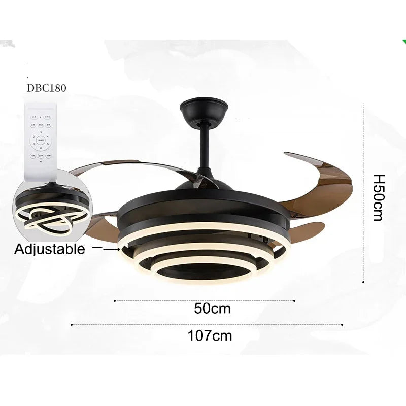 Ventilatore da Soffitto LED Nordico Minimalista - Design Moderno con Luce, Potente e Silenzioso per Soggiorno e Camera da Letto