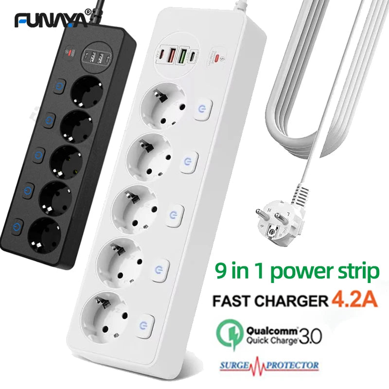 Ciabatta Multipresa Smart con Porte USB e Type-C - Controllo Indipendente, Protezione da Sovraccarico, Prese Multiple