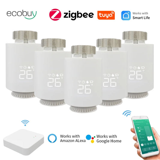 Valvola Termostatica Smart Zigbee 3.0 per Radiatori con Controllo WiFi Tuya e Alexa