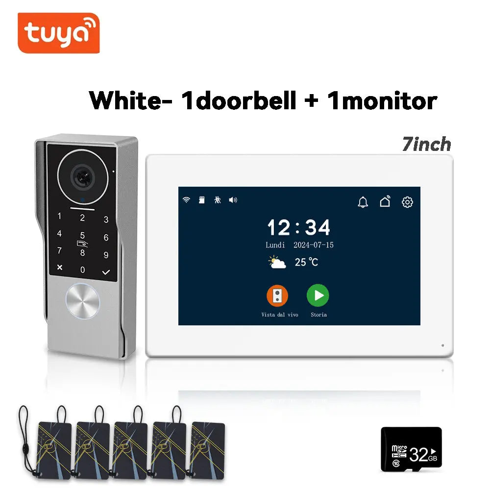 Videocitofono Smart WiFi Anjielo 2 Fili - Monitor Touch 7" IPS 1080P Impermeabile con App TUYA