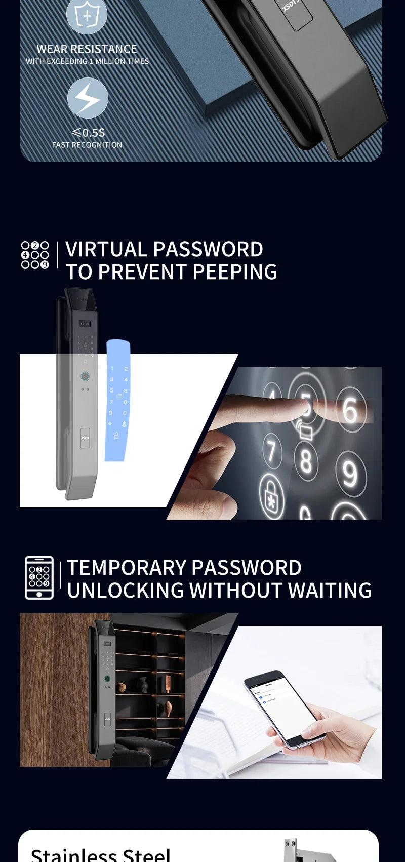 Serratura Smart WiFi con Riconoscimento Facciale 3D e Telecamera Integrata