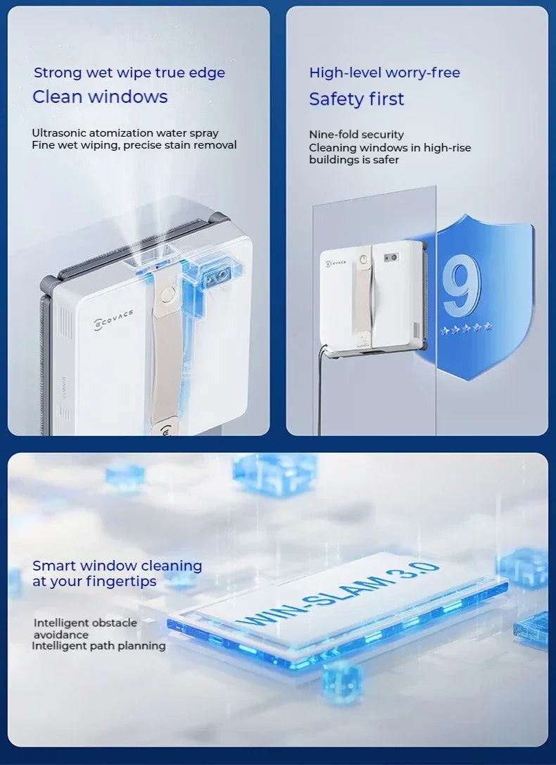 Robot Lavavetri ECOVACS WINBOT AIR MINI - Aspirazione 8000Pa per Finestre Perfette