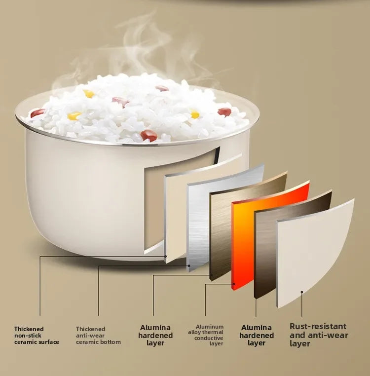 Cuoci Riso Multifunzione Smart 3L - Digitale, Rivestimento Ceramico Antiaderente, Separazione Riso/Zuppa