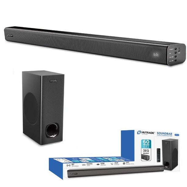 Hutrade SR04 Soundbar 2.1 – 180W, Bluetooth, HDMI, AUX, Ottica, Telecomando Incluso – Audio Potente per TV e Musica