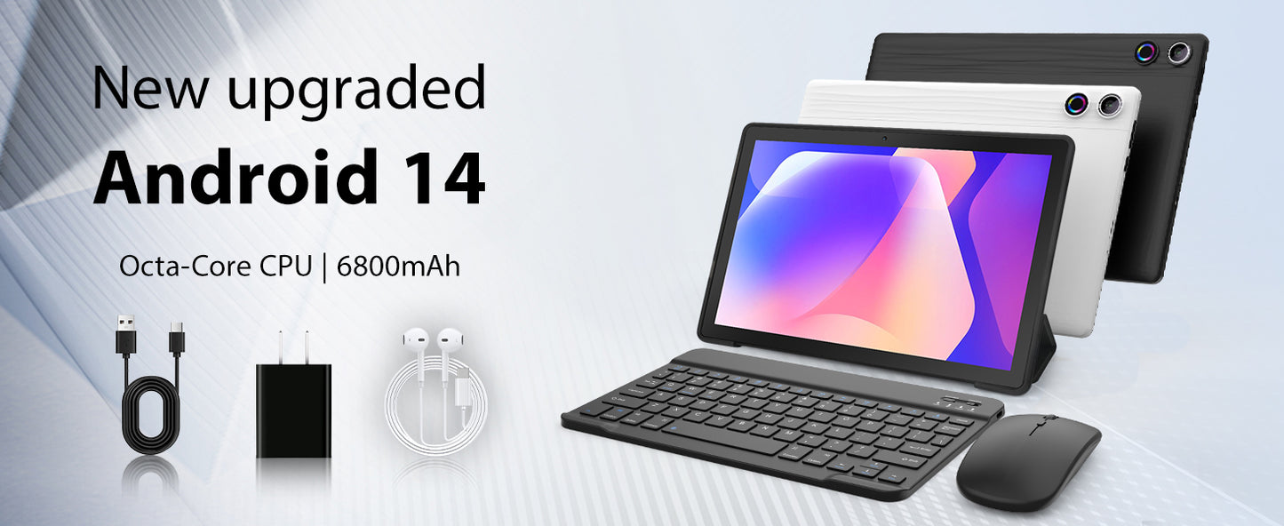 Tablet Android 11" 14GB RAM 64GB ROM - Kit Completo 8 in 1 con Tastiera, Mouse, Stylus