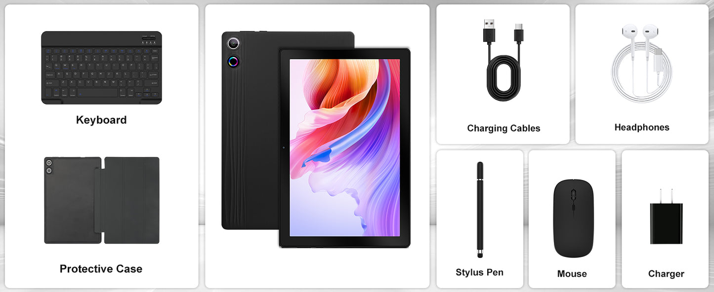 Tablet Android 11" 14GB RAM 64GB ROM - Kit Completo 8 in 1 con Tastiera, Mouse, Stylus