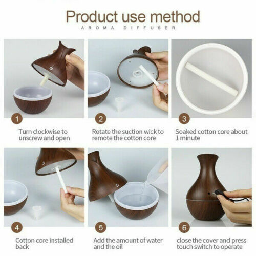 Umidificatore a Ultrasuoni in Legno – Diffusore Aromi e Oli Essenziali per Aromaterapia, Silenzioso e Elegante